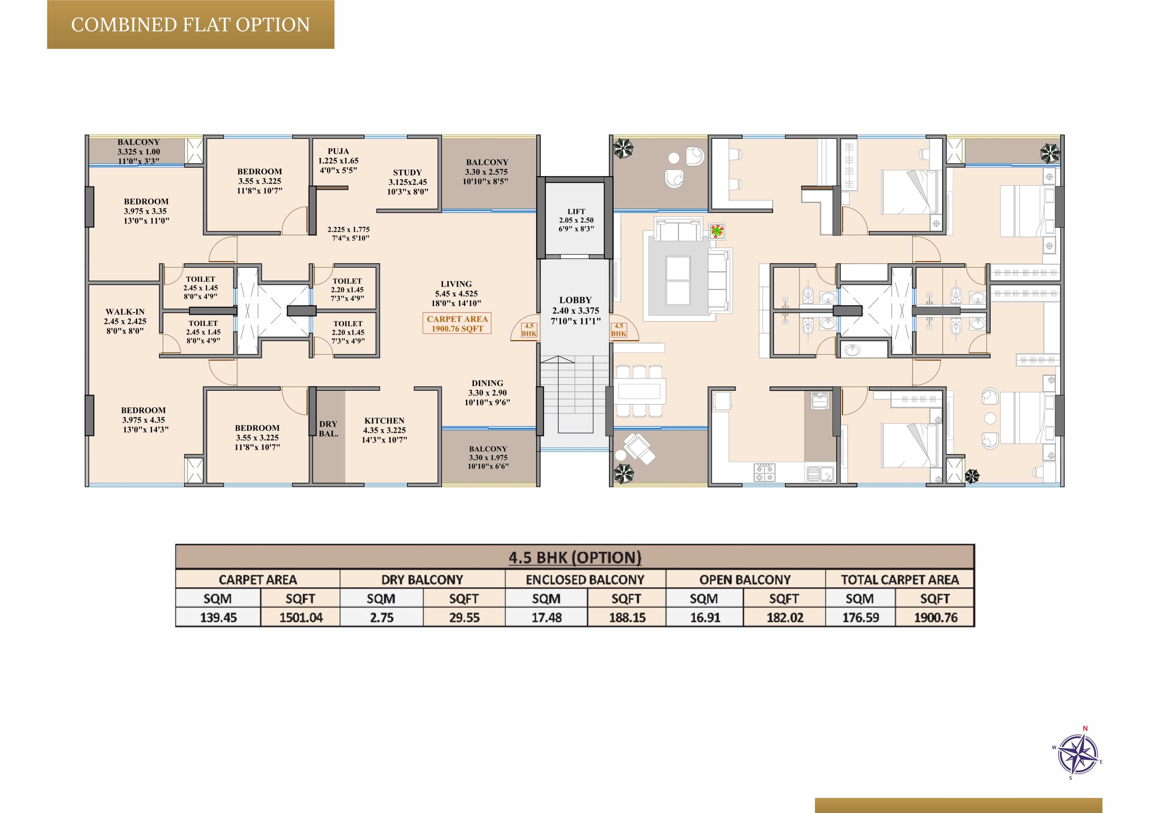 4.5 BHK Floor Plan - Kimaya One